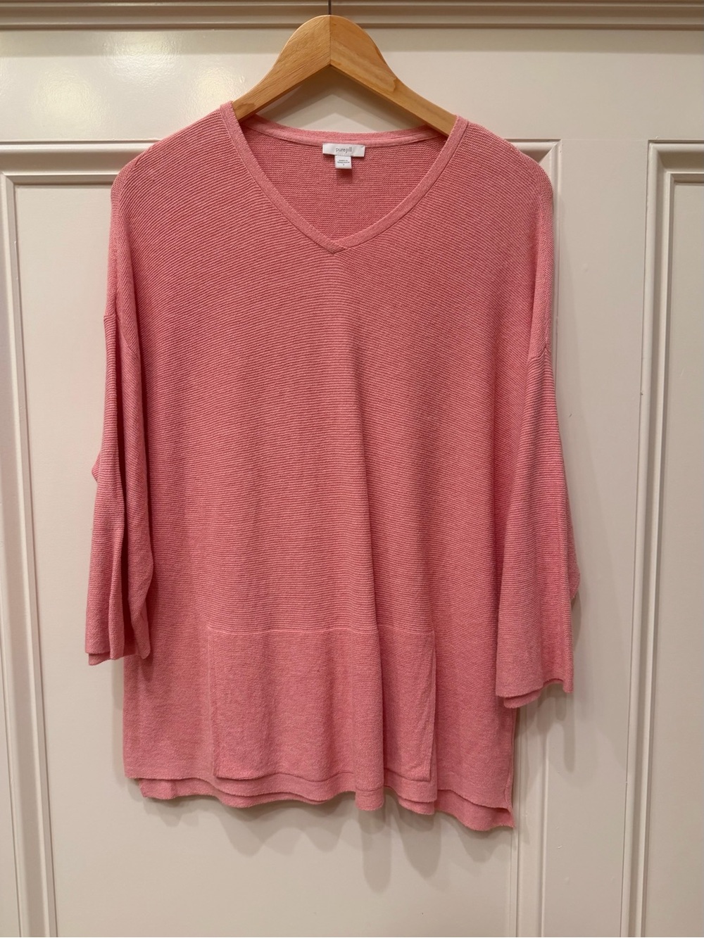 Pure Jill V-Neck Relaxed Pink Pullover slightly oversized